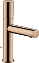 Смеситель для раковины/умывальника Axor Uno 110, однорычажный, с рукояткой zero, фиксированный излив, длина излива 12,3 см, керамический, латунь, цвет полированное красное золото, со сливным гарнитуром