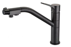 Смеситель для кухни/мойки ZorG ZR 401, под фильтр, однорычажный, поворотный, керамический картридж, длина излива 245 мм, латунь, цвет черный металл