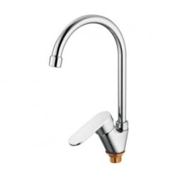 Смеситель для кухни/мойки LEDEME, однорычажный, поворотный, латунный, длина излива 151 мм, латунь, цвет хром