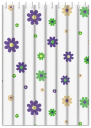 Штора для ванны Haiba, 180х180 см, водоотталкивающая, универсальная, из полиэтилена, с кольцами, рисунок- цветы