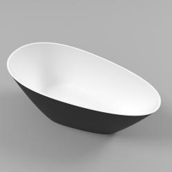 Ванна Whitecross Spinel C, 150х70 см, из искусственного камня, цвет- черный/белый матовый, (без гидромассажа) овальная, отдельностоящая, правосторонняя/левосторонняя, правая/левая, универсальная