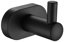 Крючок одинарный SHEVANIK, (черный) настенный, латунный, форма овальная, для полотенец в ванную/туалет/душевую кабину