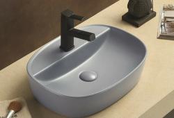 Раковина для ванной CeramaLux NC 78239XMHL-4 50х12х38 накладная, овальная, керамическая/фарфоровая, цвет голубой, с отверстием под смеситель, без слива-перелива