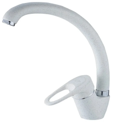 Смеситель для кухни/мойки Solone, однорычажный, поворотный, керамический, длина излива 194 мм, цинк, цвет белый