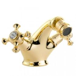Смеситель для биде Migliore Prestige, двухвентильный, неповоротный, длина 107 мм, керамический, латунь, цвет золото
