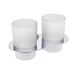 Стакан с держателем Raglo R300.08 двойной, с держателем, настенный, нержавеющая сталь/стекло, для зубных щеток в ванную/туалет/душевую кабину, цвет хром