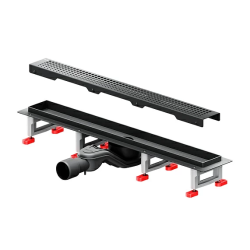 Душевой трап (лоток) AM.PM MasterFlow 600 мм комбинированный затвор с черной матовой решеткой, цвет черный матовый, выходная труба 40/50 мм, линейный