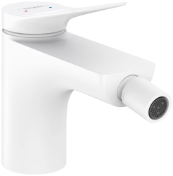 Смеситель для биде Hansgrohe Vivenis однорычажный, керамический, фиксированный излив, длина 13 см, латунь, цвет матовый белый, без шланга/лейки, со сливным гарнитуром