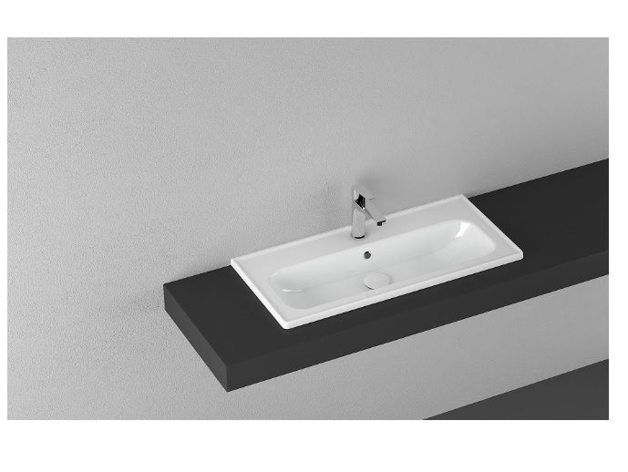 Раковина ISVEA Absolute 10KF50081SV 81,3х15,5х37,1 встраиваемая сверху, прямоугольная, керамическая/фарфоровая, цвет белый, с отверстием под смеситель, слив-перелив