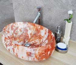 Раковина для ванной CeramaLux MNC 169 59х16х40 накладная, овальная, керамическая/фарфоровая, цвет оранжевый, без отверстия под смеситель, без слива-перелива