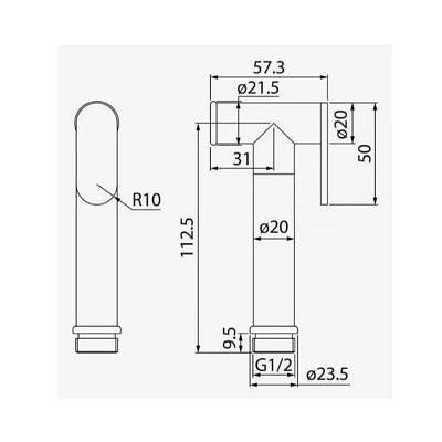 Гигиеническая лейка Raglo R460.03 ручная, с нажимным механизмом, округлая, 1 режим, цвет хром, латунь, для биде, к смесителю