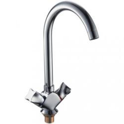 Смеситель для кухни/мойки LEDEME, двухвентильный, поворотный, латунный, длина излива 180 мм, латунь, цвет хром