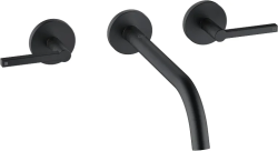 Смеситель для раковины/умывальника KLUDI NOVA FONTE Puristic настенный, двухвентильный, неповоротный, длина излива 240 мм, латунь, цвет черный матовый