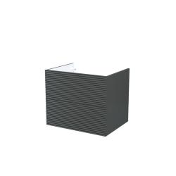 Тумба под раковину IDDIS Bild 452х603х500 мм подвесная, цвет темно-серый, с горизонтальной фрезеровкой, 2 выдвижных ящика, МДФ, прямоугольная, в ванную комнату