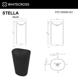 Раковина Whitecross Stella 50х40х89 см, напольная, из искусственного камня, овальная, цвет черный матовый, без отверстия под смеситель, без перелива, умывальник