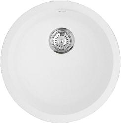Мойка кухонная Longran Ultra, 46х46х20 см, врезная, искусственный гранит, круглая, цвет альпина, без отверстия под смеситель, без крыла, слив-перелив, врезная в столещницу, для кухни