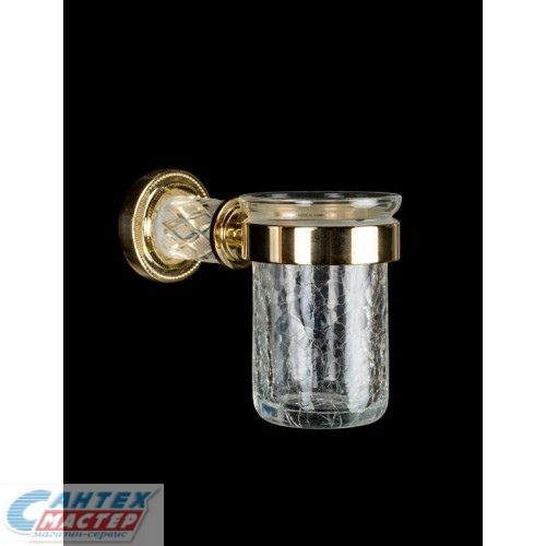 Стакан для зубных щеток Boheme Murano Crystal подвесной одинарный золото 10904-CRST-G