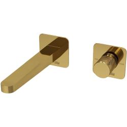 Смеситель для раковины/умывальника WasserKRAFT Ems, встраиваемый, однорычажный, неповоротный, керамический, длина излива 205 мм, латунь, цвет золото