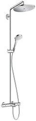 Душевая система Hansgrohe Croma Select S Showerpipe 280 1jet, высота 158,4 см, цвет хром, комплект: верхний душ/ручной душ/термостат для ванны/штанга для душа/держатель для душа/душевая штанга, наружного монтажа, настенная, нержавеющая сталь