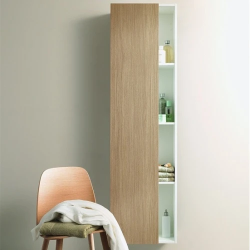 Пенал Duravit DuraStyle, 50x24x180 см, подвесной, (левый), с дверцей, с закрытыми/открытыми полками, цвет: дуб европейский/белый матовый, в ванную комнату
