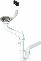 Oдинарный сифон ALVEUS 1XSP 114-PP с переливом, клапан-автомат, гидрозатвор/мокрый затвор, пластик, для кухонных моек