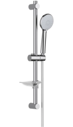 Душевой гарнитур Aquatek Бетта наружного монтажа, высота 652 мм, цвет хром, комплект: стойка/лейка/шланг/мыльница, нержавеющая сталь/пластик
