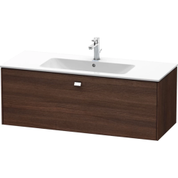 Тумба c раковиной Duravit Brioso, 120х48х50,2 см, подвесная, 1 выдвижной ящик, ДСП, цвет: каштан темный/хром /Vero Air, мебельная, прямоугольная, цвет белый, фарфоровая, с площадкой под смеситель, без перелива