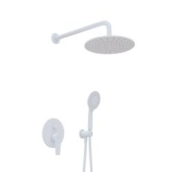 Душевая система Cezares Nautic встраиваемая, цвет белый матовый, комплект: однорычажный смеситель/тропический душ (с верхней лейкой)/лейка/шланг, встраиваемый (скрытый) монтаж