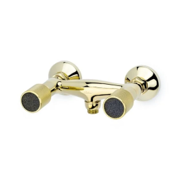 Смеситель для душа Boheme Royal Cristal Black, двухвентильный, настенный, керамический, без излива, без душевого комплекта, латунь, цвет золото