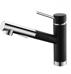 Смеситель для кухни/мойки EMAR, однорычажный, керамический картридж, с поворотным выдвижным изливом, длина излива 202 мм, латунь, цвет морион