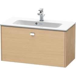 Тумба c раковиной Duravit Brioso, 80х48х50,2 см, подвесная, 1 выдвижной ящик, ДСП, цвет: натуральный дуб/хром /Vero Air, мебельная, прямоугольная, цвет белый, фарфоровая, 1 отверстие под смеситель, без перелива
