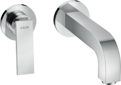 Смеситель для раковины Axor Citterio, однорычажный с рычаговой рукояткой, настенный/встраиваемый, скрытого монтажа, фиксированный излив, длина излива 22 см, керамический, латунь, цвет хром, с отдельными розетками