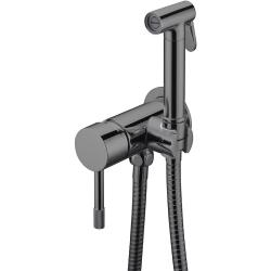 Смеситель с гигиеническим душем Boheme Uno, встраиваемый, однорычажный, керамический, без излива, с гибким шлангом/лейкой, латунь, цвет оружейная сталь