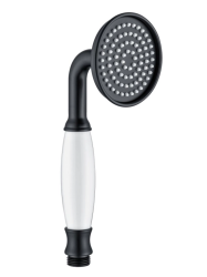 Лейка душевая Aquatek Классик 76 мм круглая, 1 режим, матовый черный/белый, латунь, ручная, для душа/ванной