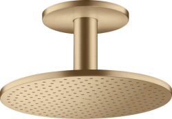 Верхний душ AXOR ShowerSolutions 300 1jet, с потолочным подсоединением, потолочный монтаж, круглый, с 1 режимом, размер 30 см, металлический, цвет: шлифованная бронза, для душа/ванной