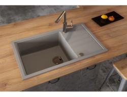 Мойка кухонная ALVEUS  INTERMEZZO 130 GRANITAL CONCRETE-G81 78х48х20 см, врезная/встраиваемая сверху, с крылом, искусственный гранит, прямоугольная, цвет бетон, с отверстием под смеситель