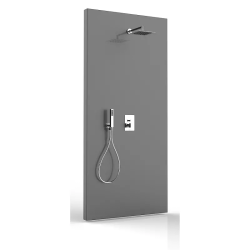 Душевая система Bossini TETIS: смеситель на 2 выхода, верхний душ 250x250 мм, ручной душ CUBE с водорозеткой, шланг 150 см, внутренний (скрытый монтаж), цвет хром, керамический картридж, материал латунь/пластик, для ванной