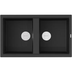 Мойка кухонная Omoikiri Kitagawa 86-2-GB, две чаши, 51х86 см, врезная, из керамики (Artceramic), прямоугольная, цвет графит, без отверстия под смеситель, без крыла, слив-перелив, врезная в столещницу, для кухни