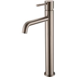 Смеситель для раковины/умывальника Boheme Uno, однорычажный, неповоротный, керамический, высокий, длина излива 145 мм, латунь, цвет никель