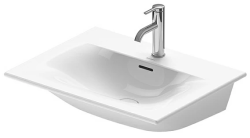 Раковина DURAVIT Viu WonderGliss 63х49х18,5 см, подвесная, прямоугольная, санфарфор, цвет белый, с 2 отверстиями под смеситель, антигрязевое покрытие, слив/перелив