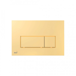 Кнопка смыва Alcaplast M575 золотой глянец, для сливного бачка, инсталляции унитаза, двойная, механическая, панель, универсальная, размер 247х165х17 мм