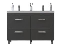 Тумба под раковину Velvex Orlando 1200-0-4, 1200х445х799 мм напольная, цвет графит, 4 выдвижных ящика, подходит раковина Madera Classica rkCla.120-81, универсальная, в ванную комнату