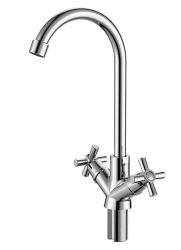 Смеситель для кухни/мойки Voda Dive двухвентильный, поворотный, длина излива 144,5 мм, высота 234,5 мм полимерный сплав, цвет хром DV519