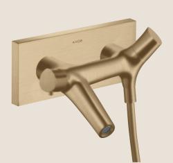 Смеситель для ванны Axor Starck Organic термостатический, внешнего/наружнего монтажа, настенный, неповоротный, латунный, длина излива 19,7 см, цвет шлифованная бронза, без душевого шланга/лейки