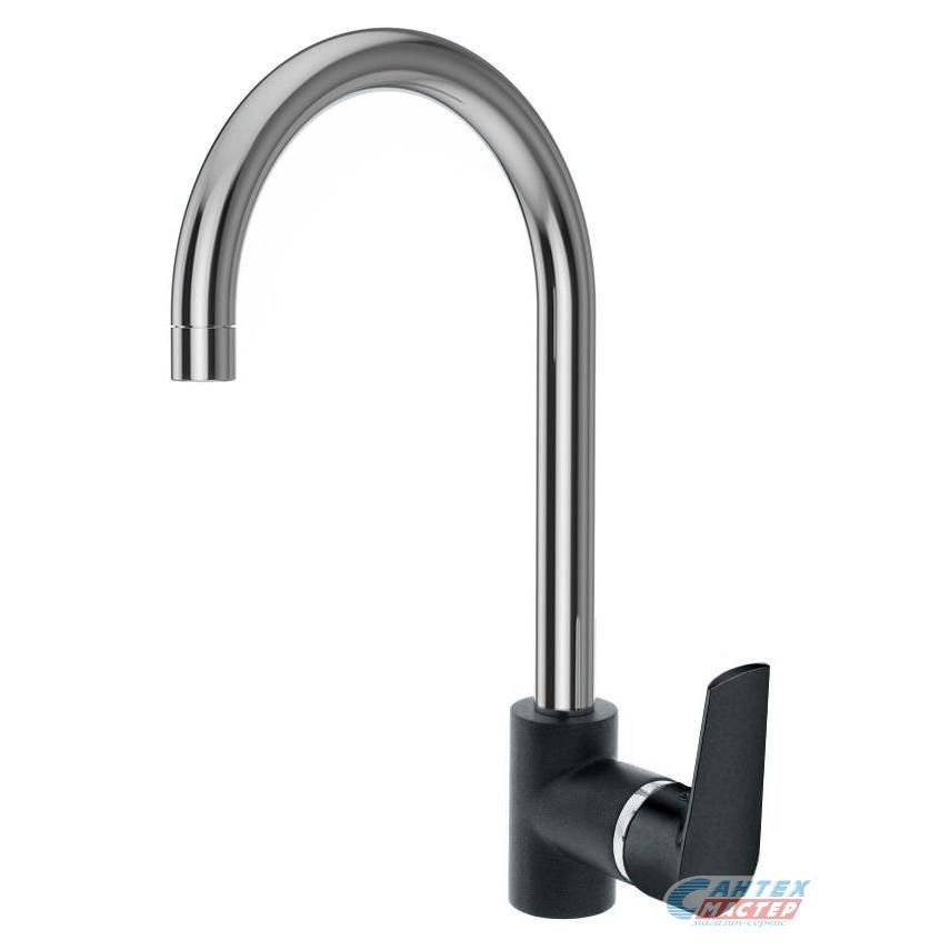 Смеситель для кухни/мойки Damixa Origin Balance однорычажный, поворотный, керамический, с высоким изливом, длина 195 мм, поворотный, латунь, цвет черный хром, кухонный, хромированный, вертикальный, кран, комплект, сантехника, водопроводные, размер