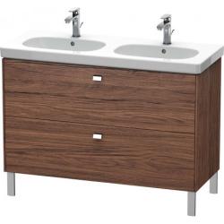 Тумба под раковину Duravit Brioso, 117х46,9х69,3 см, напольная, цвет: орех темный/хром, 2 выдвижных ящика, ДСП, прямоугольная, левая/правая, для раковины D-Code, в ванную комнату