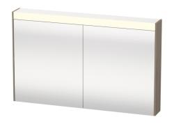 Зеркальный шкаф Duravit Brioso, 102х76х14,8 см, подвесной, цвет: дуб терра, зеркало с подсветкой LED/ЛЭД, выключатель/розетка, с 2 распашными дверцами/двухстворчатый, 2 стеклянные полки, прямоугольный