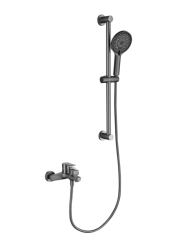 Смеситель для ванны/душа Aquatek Лугано 2 в 1 однорычажный, настенный, латунь/нержавеющая сталь, керамический, излив 178 мм, душевой гарнитур, цвет оружейная сталь