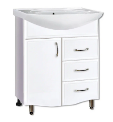 Тумба с раковиной GRADEONIKA Спарта 70, 66х31,4х69,5 см, напольная, 3 выдвижных ящика/1 распашная дверца, МДФ/ЛДСП, прямоугольная, цвет белый 51830