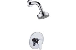 Смеситель для душа D&K Rhein Marx, однорычажный, встраиваемый/скрытого монтажа, настенный, без излива, с верхним душем, круглый, керамический, латунный, цвет хром, для душа/ванной